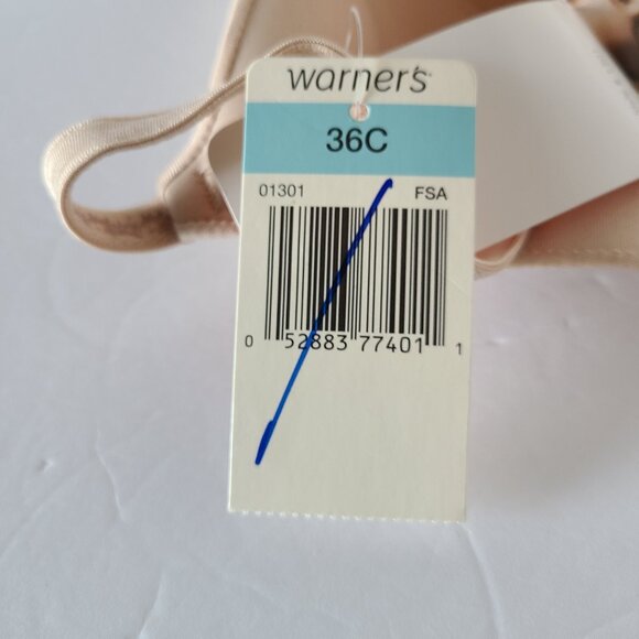 WARNER'S UNSLIPPABLES CONTOUR ALL DAY FIT LINED UNDERWIRE BRA STYLE #1301 SZ36C - Picture 8 of 9
